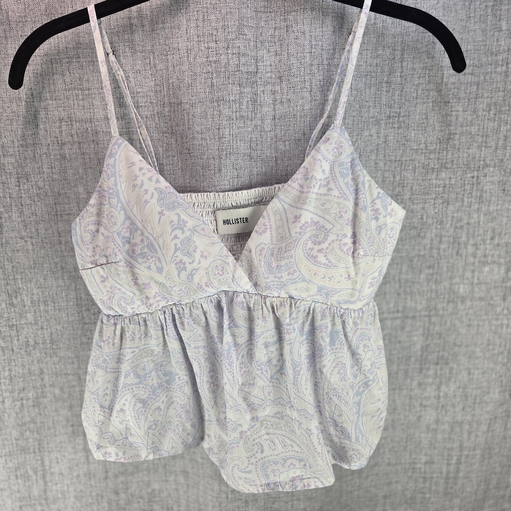 Hollister Camisole Womens Small Purple Paisley Smocked Babydoll Boho Top